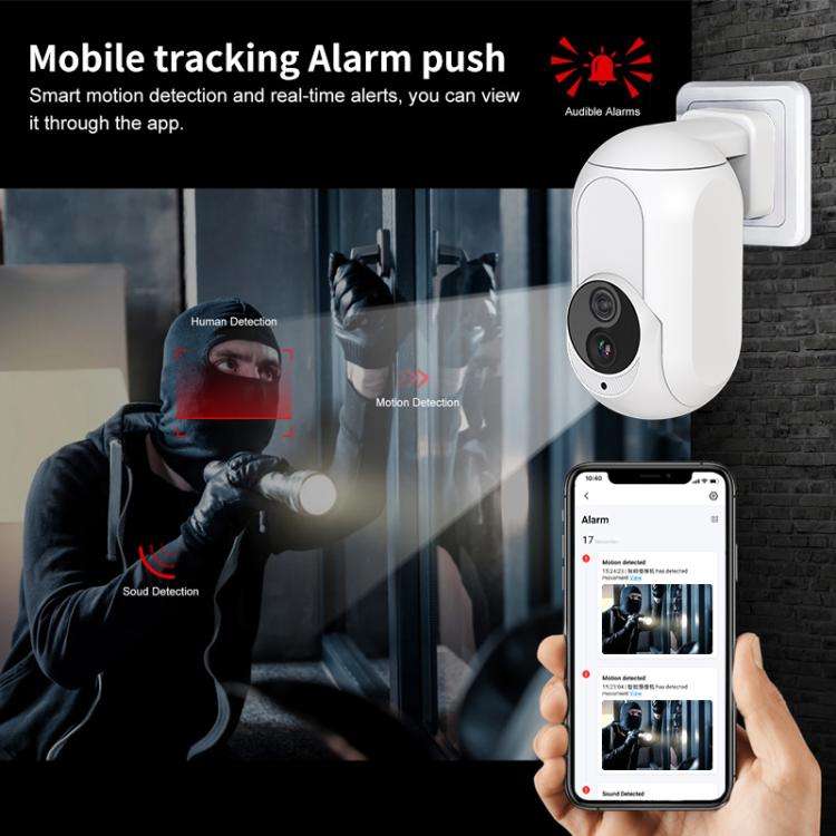 Home Socket Type WiFi Surveillance Camera Support Night Vision & Two-way Intercom, US Plug(White)