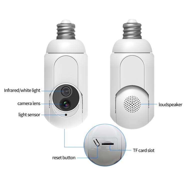 1080P Bulb Type WiFi Surveillance Camera Support Night Vision & Two-way Intercom & Motion Detecti...