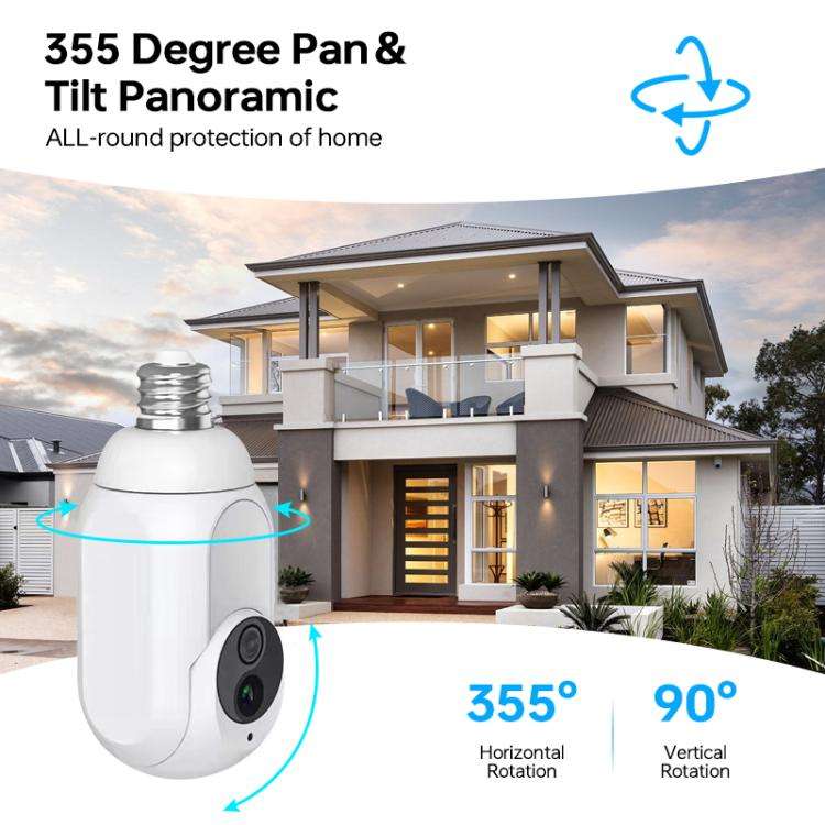 1080P Bulb Type WiFi Surveillance Camera Support Night Vision & Two-way Intercom & Motion Detecti...