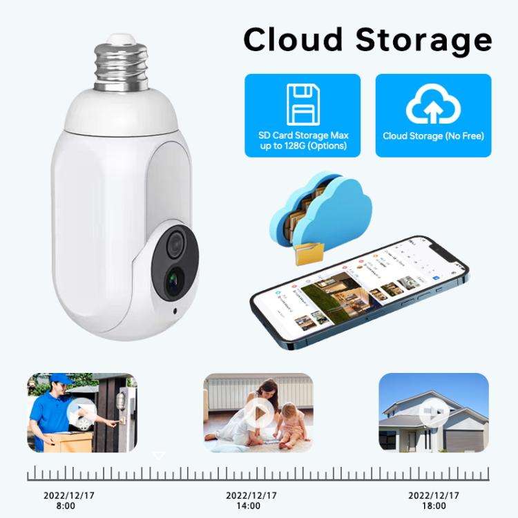 1080P Bulb Type WiFi Surveillance Camera Support Night Vision & Two-way Intercom & Motion Detecti...
