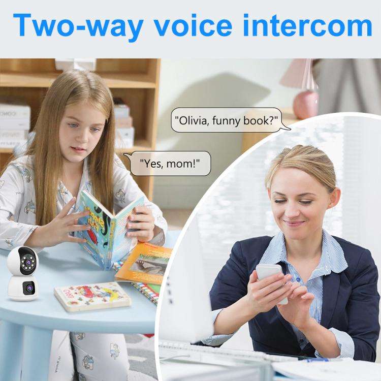 K12 1080P HD Dual Lens Dual Picture Wireless WiFi Camera(White)