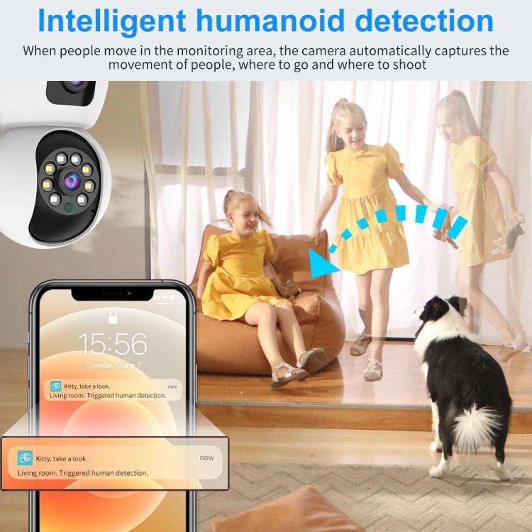 K12 1080P HD Dual Lens Dual Picture Wireless WiFi Camera(White)