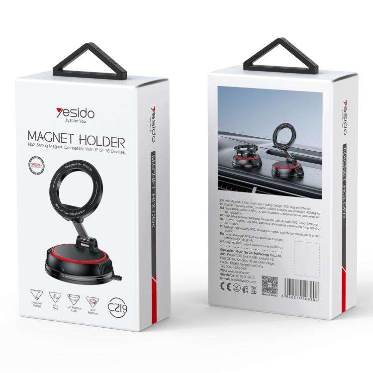 Yesido C219 Suction Cup Car MagSafe Magnetic Mobile Phone Holder(Black)