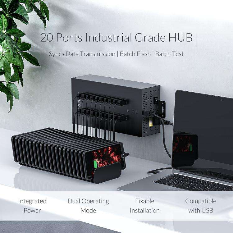 ORICO IH20P Industrial Grade 20 Ports USB 2.0 Hub, Plug:AU Plug(Black)