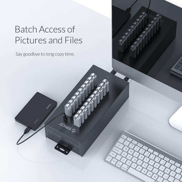 ORICO IH20P Industrial Grade 20 Ports USB 2.0 Hub, Plug:EU Plug(Black)