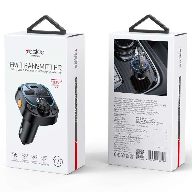 Yesido Y70 Car Bluetooth FM Transmitter(Black)
