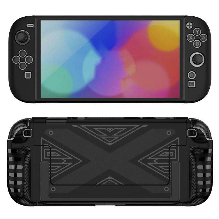 For Nintendo Switch 2  Detachable X-pattern Protective Case with Holder(Black)