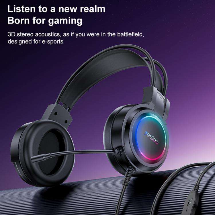 Yesido EK05 USB Wired RGB Light Gaming Headset with Mic, Cable length: 1.2m(Black)