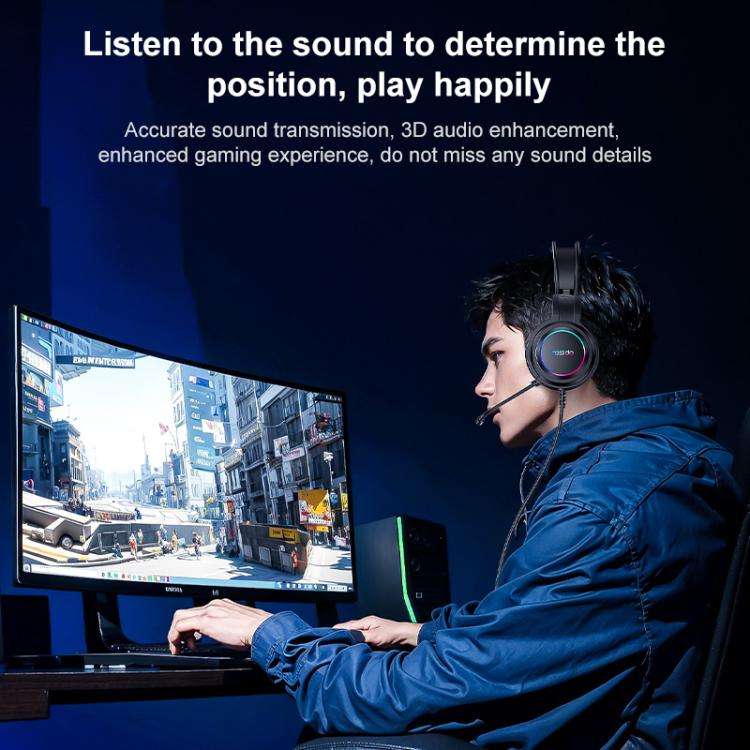 Yesido EK05 USB Wired RGB Light Gaming Headset with Mic, Cable length: 1.2m(Black)
