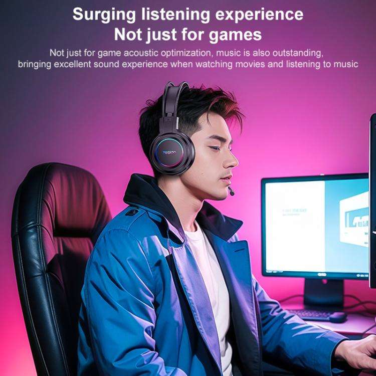Yesido EK05 USB Wired RGB Light Gaming Headset with Mic, Cable length: 1.2m(Black)