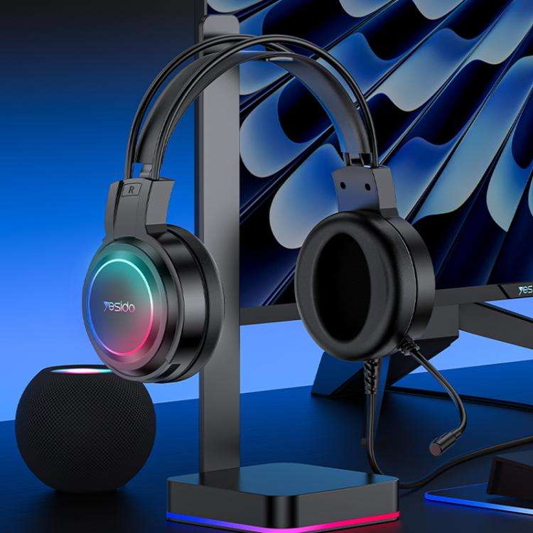 Yesido EK05 USB Wired RGB Light Gaming Headset with Mic, Cable length: 1.2m(Black)