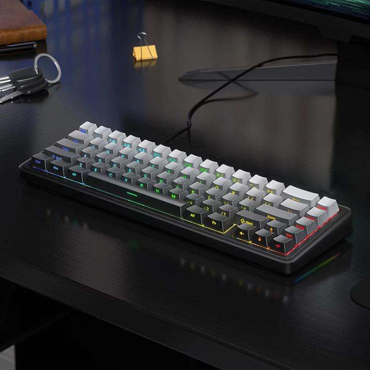 AULA F65 67 Keys 2.4G / BT / Wired Three Model RGB Gaske Mechanical Keyboard(Gradient Grey-Purple...
