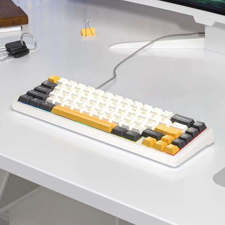 AULA F65 67 Keys 2.4G / BT / Wired Three Model RGB Gaske Mechanical Keyboard(Grey White Yellow-Bl...