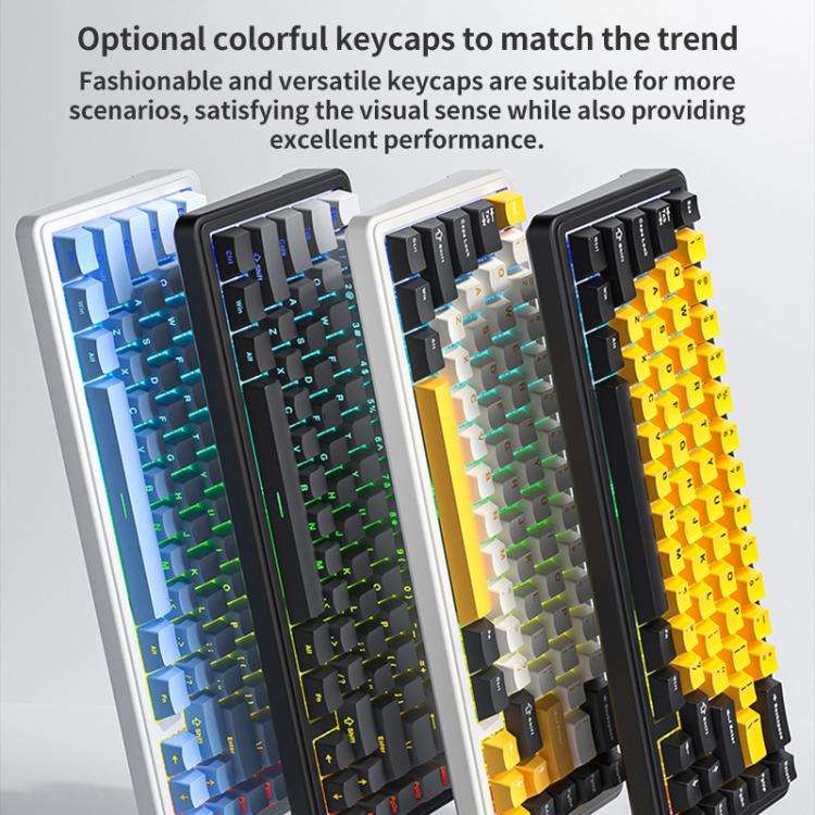 AULA F65 67 Keys 2.4G / BT / Wired Three Model RGB Gaske Mechanical Keyboard(Grey White Yellow-Bl...