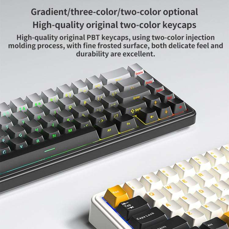 AULA F65 67 Keys 2.4G / BT / Wired Three Model RGB Gaske Mechanical Keyboard(Black Yellow-Blue Axis)