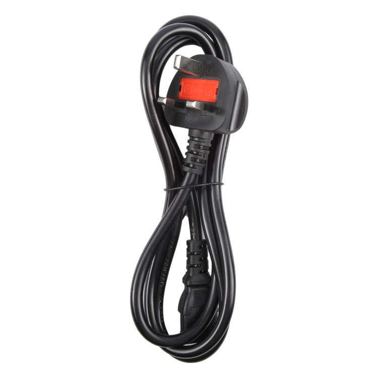 Big UK Plug Computer PC Power Cord 3 Pin Cable 0.5 Square, Length:1.8m(Black)