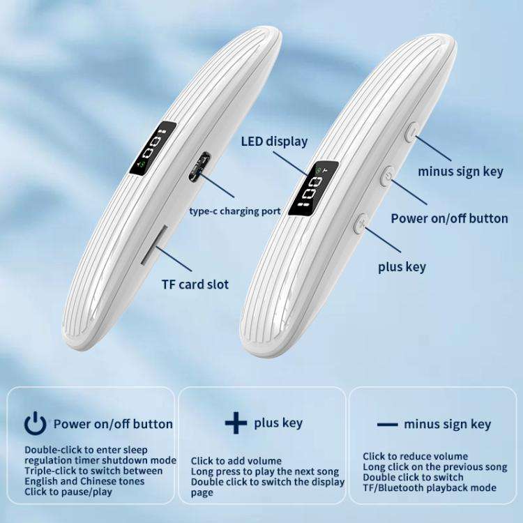 QY10-B Bone Conduction Bluetooth 5.3  Sleep Speaker(White)