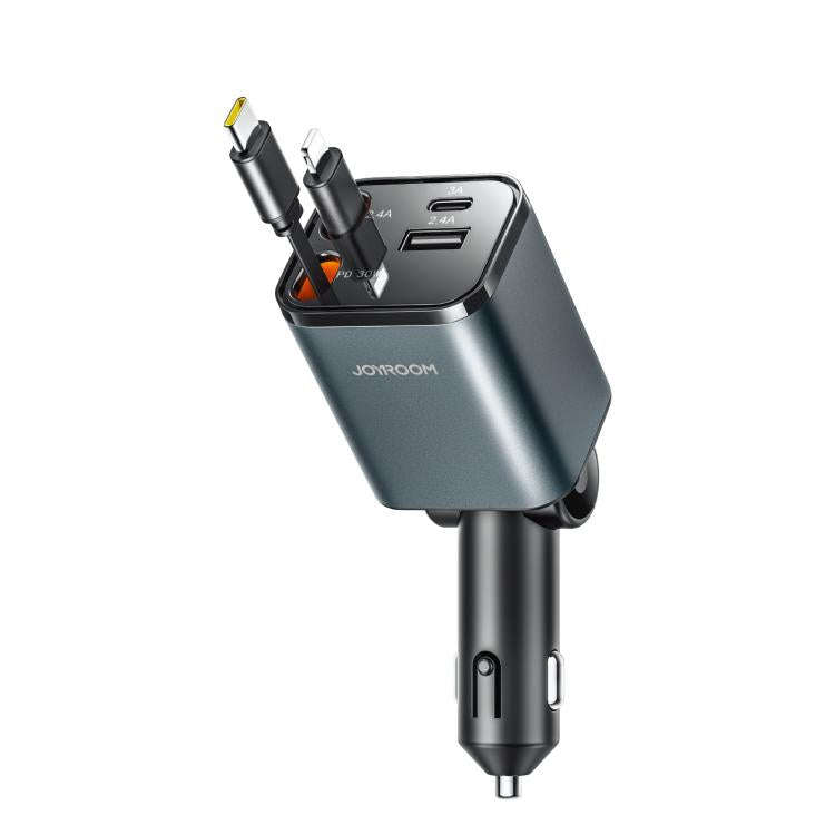 JOYROOM CCL05 4 in 1 Retractable Cable Car Charger(Dark Gray)