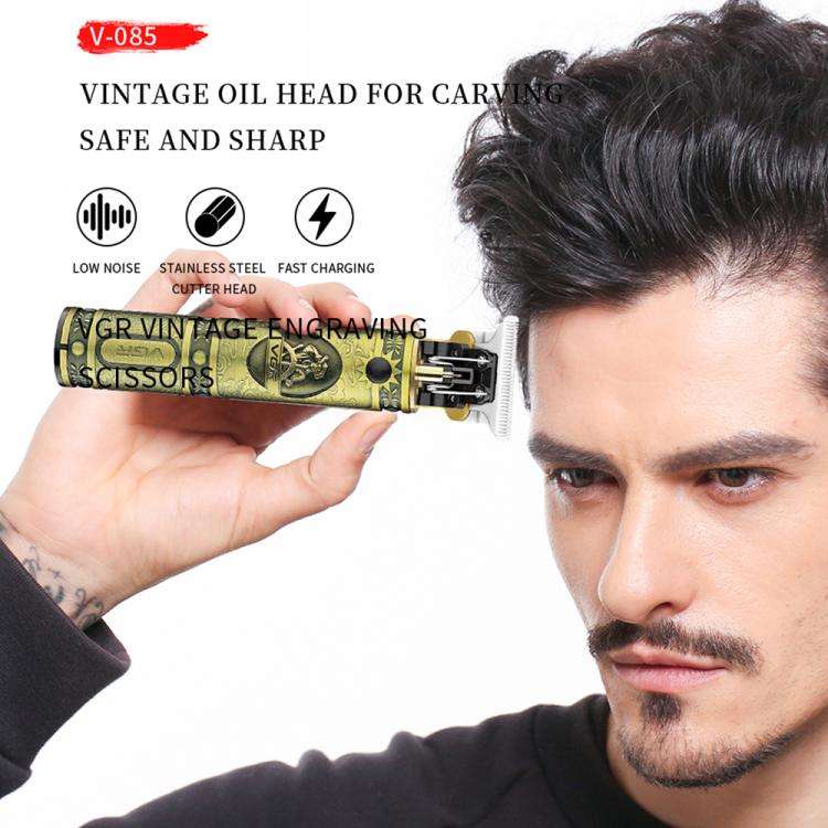 VGR V-085 Vintage Hairstyles Carving USB Electric Hair Clipper(Gold)