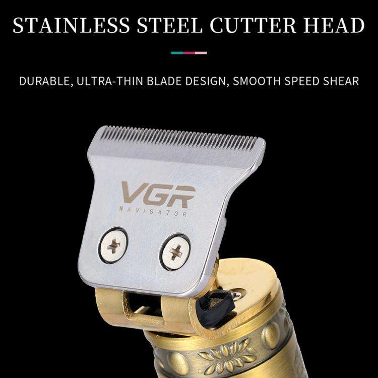 VGR V-085 Vintage Hairstyles Carving USB Electric Hair Clipper(Gold)