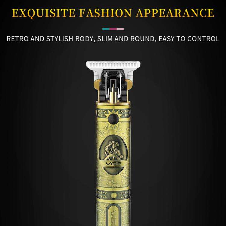 VGR V-085 Vintage Hairstyles Carving USB Electric Hair Clipper(Gold)