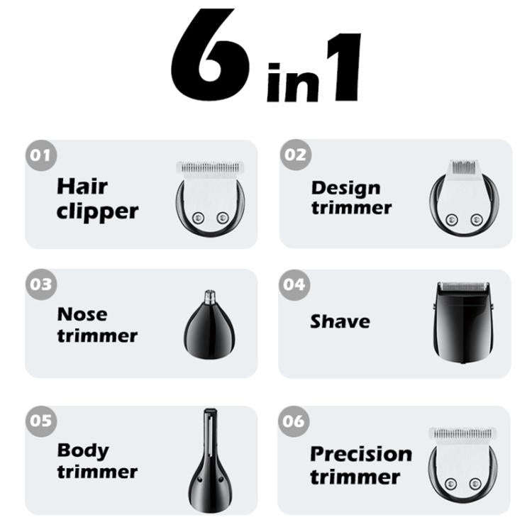 VGR V-106 6-in-1 Digital Display Electric Hair Clipper Kit(Gold)
