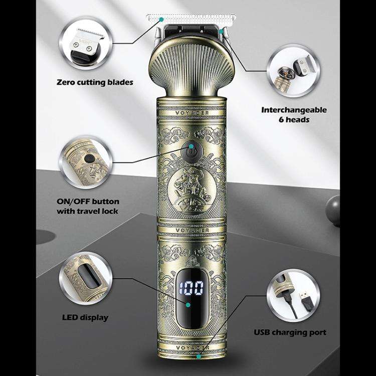 VGR V-106 6-in-1 Digital Display Electric Hair Clipper Kit(Gold)