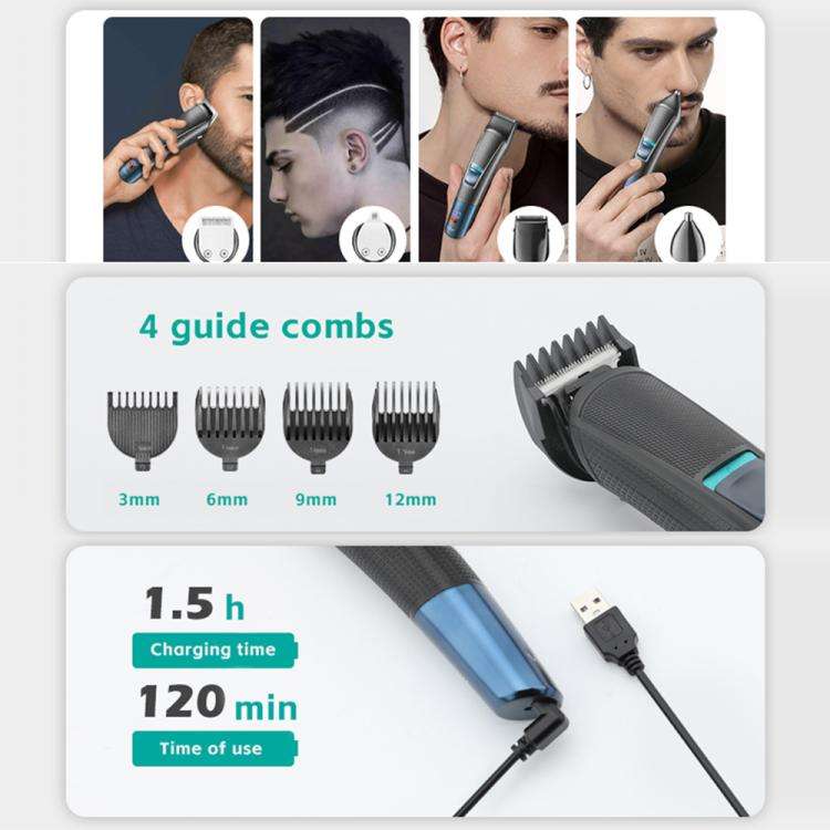 VGR V-108 10-in-1 Digital Display Electric Hair Clipper Men Care Kit(Black)