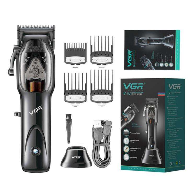 VGR V-653 Professional USB Electric Hair Clipper with Holder(Black)