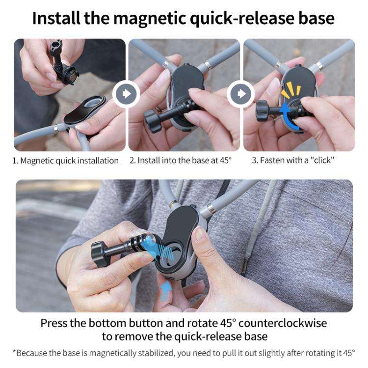 Magnetic Neck Mount Anti-shake Bracket, Type:2 in 1