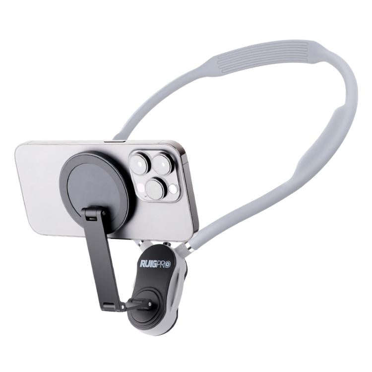 RUIGPRO Magnetic Neck Mount Anti-shake Phone Bracket(Grey)
