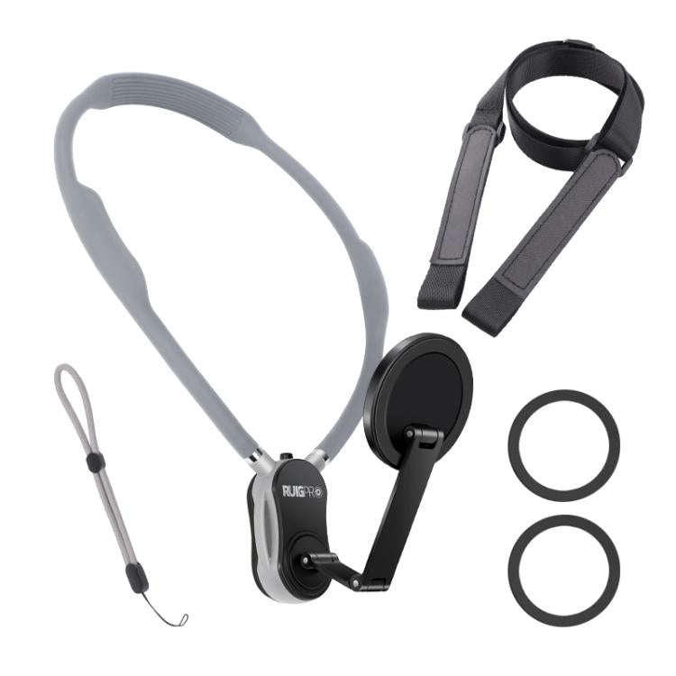 RUIGPRO Magnetic Neck Mount Anti-shake Phone Bracket(Grey)