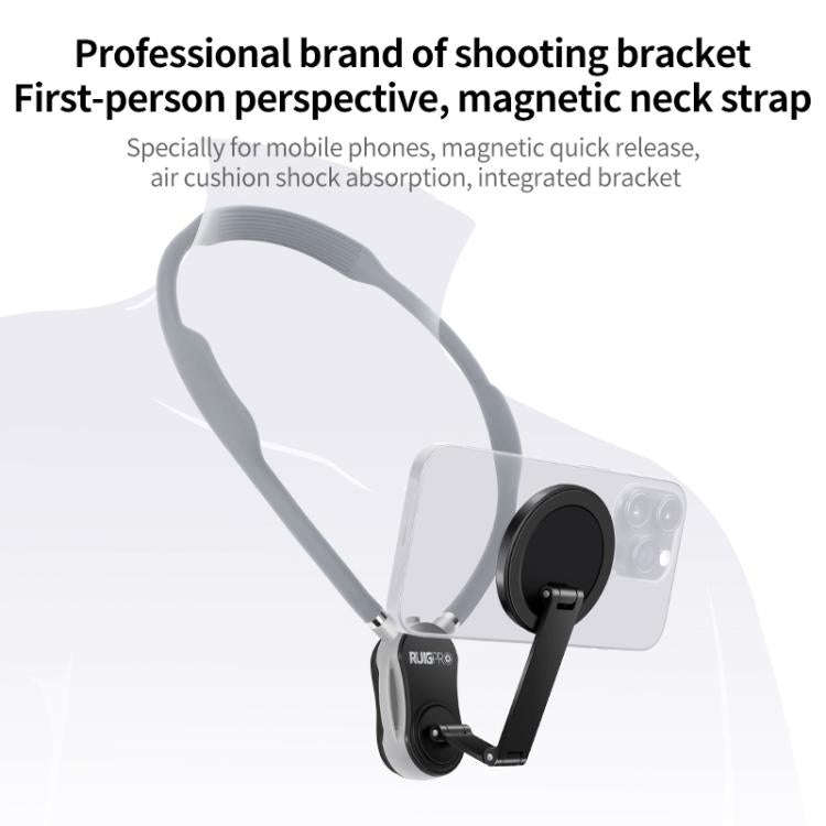 RUIGPRO Magnetic Neck Mount Anti-shake Phone Bracket(Grey)