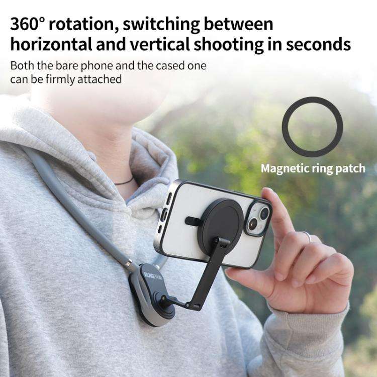 RUIGPRO Magnetic Neck Mount Anti-shake Phone Bracket(Grey)