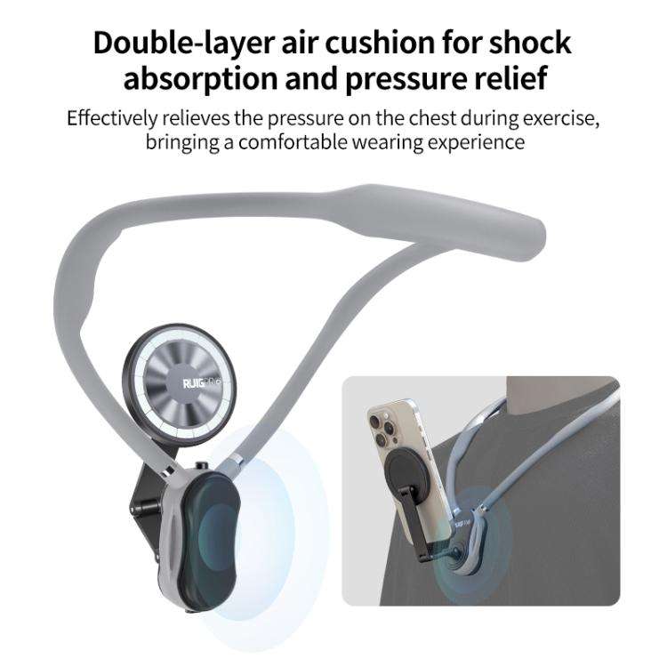 RUIGPRO Magnetic Neck Mount Anti-shake Phone Bracket(Grey)