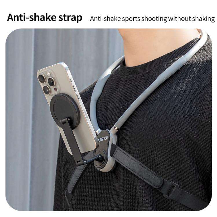 RUIGPRO Magnetic Neck Mount Anti-shake Phone Bracket(Grey)
