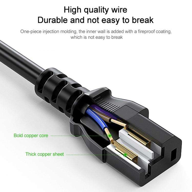 EU Plug Computer PC Power Cord 3 Pin Cable 0.5 Square, Length:1.8m(Black)