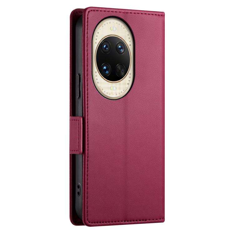 For Huawei nova 14 Ultra Side Buckle Magnetic Frosted Leather Phone Case(Wine Red)