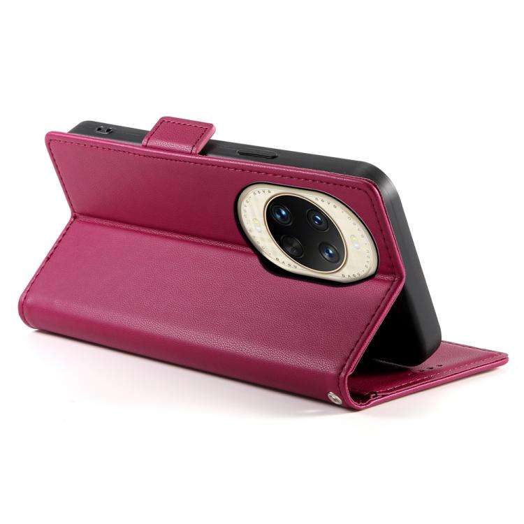 For Huawei nova 14 Ultra Side Buckle Magnetic Frosted Leather Phone Case(Wine Red)