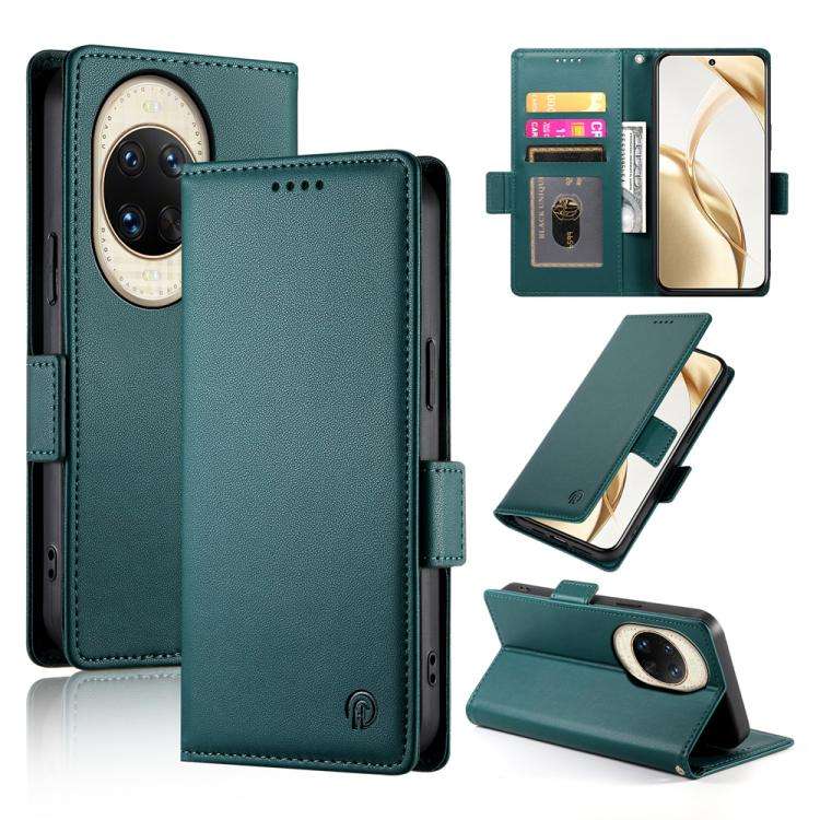 For Huawei nova 14 Ultra Side Buckle Magnetic Frosted Leather Phone Case(Dark Green)