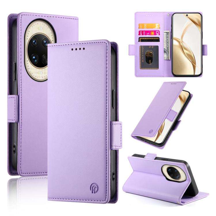 For Huawei nova 14 Ultra Side Buckle Magnetic Frosted Leather Phone Case(Purple)
