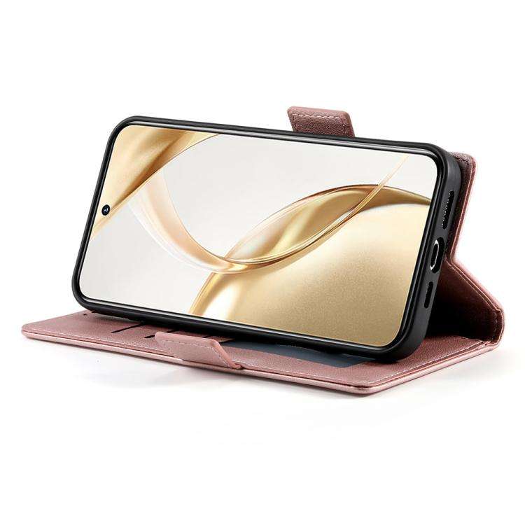 For Huawei nova 14 Pro Side Buckle Magnetic Frosted Leather Phone Case(Rose Gold)
