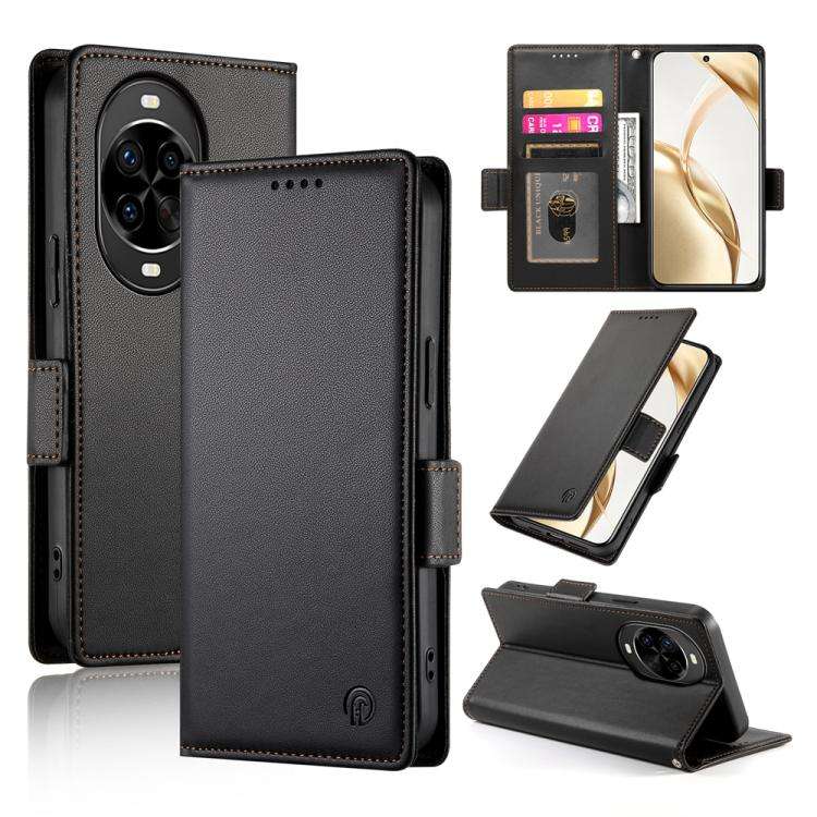 For Huawei nova 14 Pro Side Buckle Magnetic Frosted Leather Phone Case(Black)