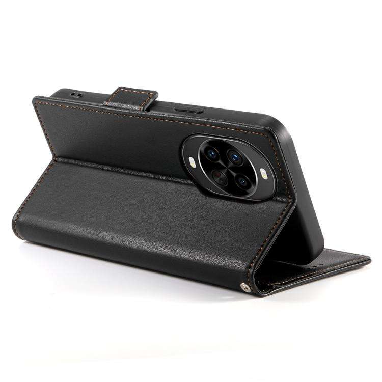 For Huawei nova 14 Pro Side Buckle Magnetic Frosted Leather Phone Case(Black)