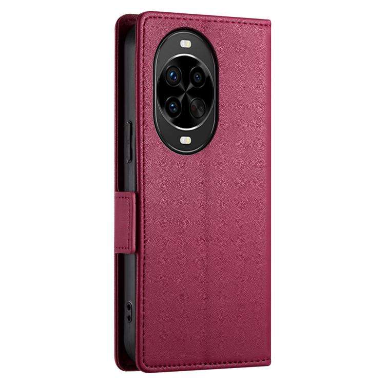 For Huawei nova 14 Pro Side Buckle Magnetic Frosted Leather Phone Case(Wine Red)