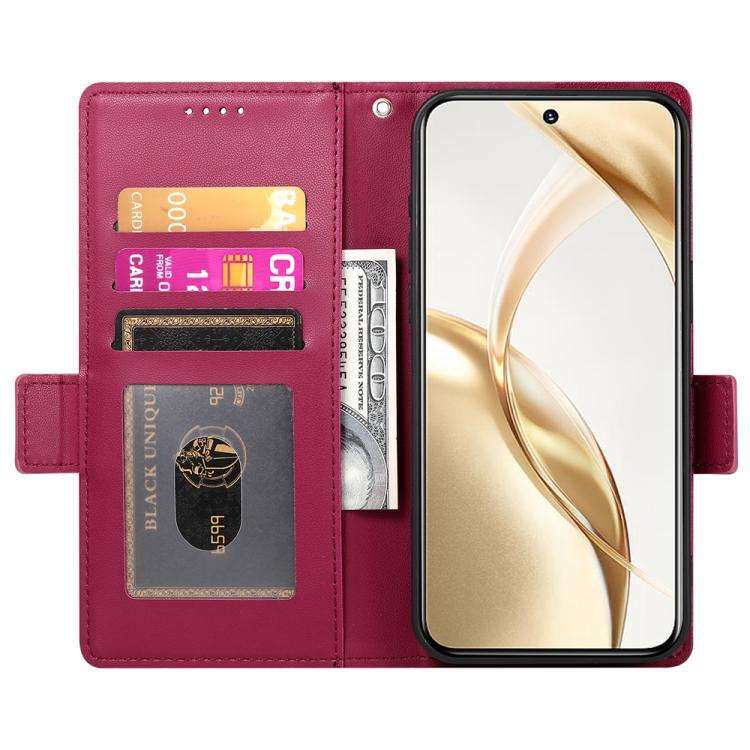 For Huawei nova 14 Pro Side Buckle Magnetic Frosted Leather Phone Case(Wine Red)