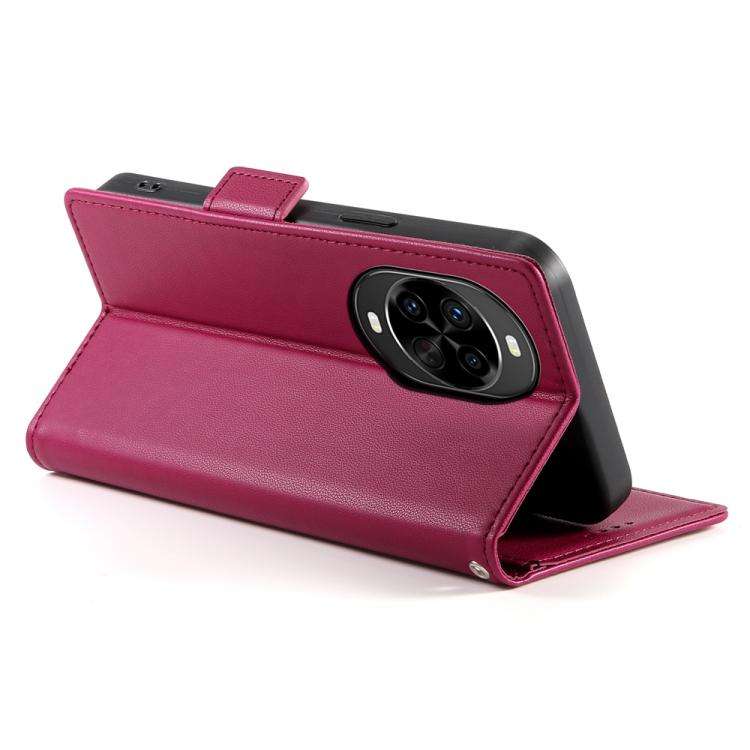 For Huawei nova 14 Pro Side Buckle Magnetic Frosted Leather Phone Case(Wine Red)