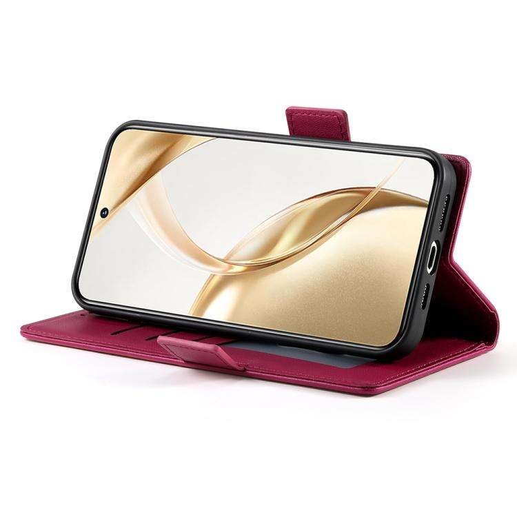For Huawei nova 14 Pro Side Buckle Magnetic Frosted Leather Phone Case(Wine Red)