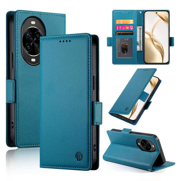 For Huawei nova 14 Pro Side Buckle Magnetic Frosted Leather Phone Case(Blue)