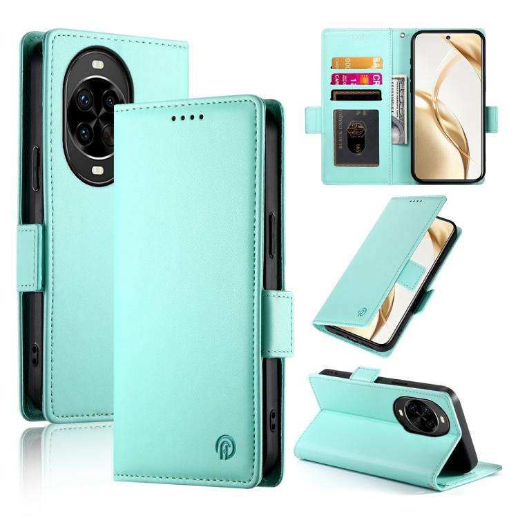 For Huawei nova 14 Pro Side Buckle Magnetic Frosted Leather Phone Case(Mint Green)